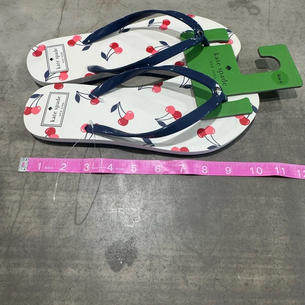Super stylish ♠️Kate Spade Cherry Pattern Sandles 🍒with Blue Straps- zoom in: